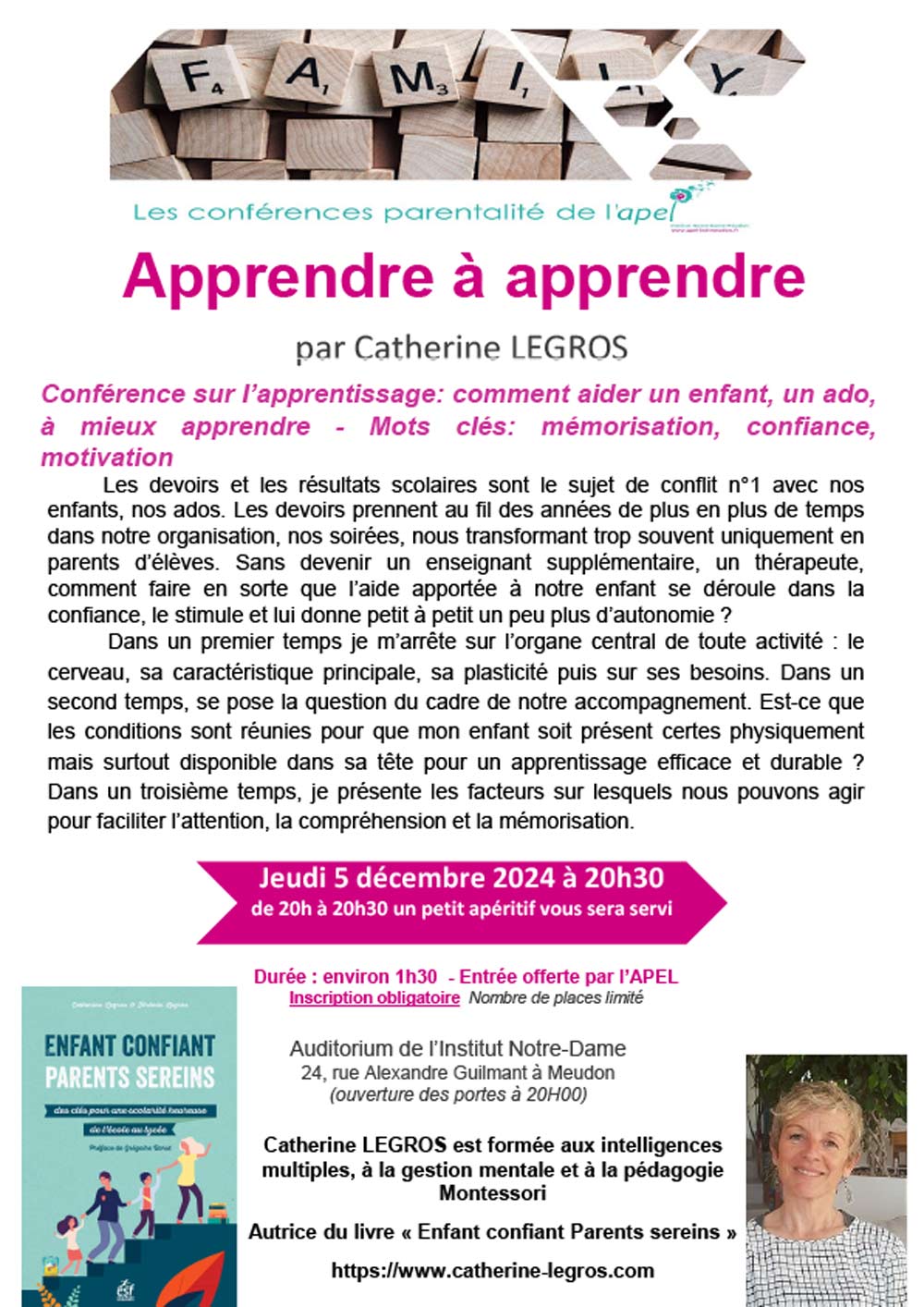 Conférence apprendre à apprendre | Catherine Legros